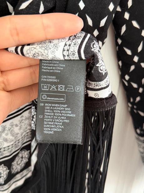 Čiernobiele kimono so strapcami, prešívané,, h&m,s