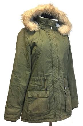 Olivovo zelená bunda s kapucňou, xs