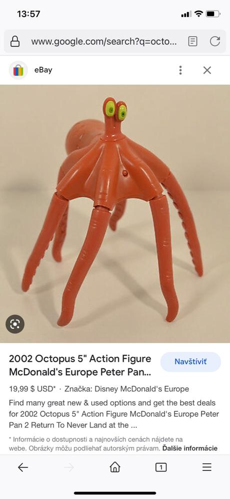 Disney chobotnica z rozprávky peter pan,