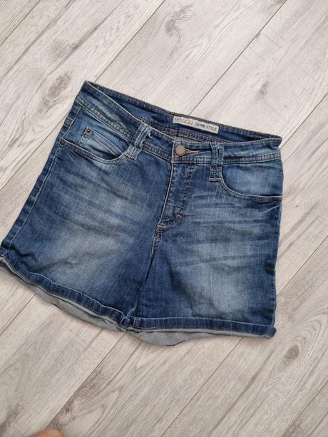 Kratase s vyšším pásom, denim,36