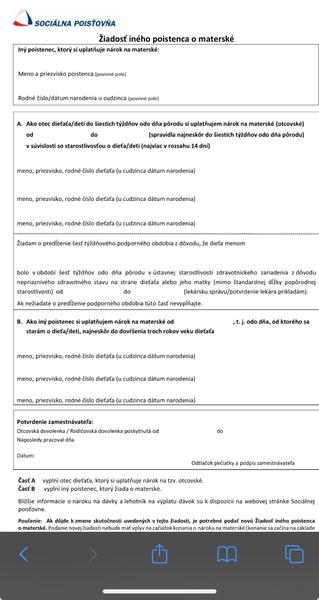 Je tlačivo potrebné k otcovskej dovolenke?