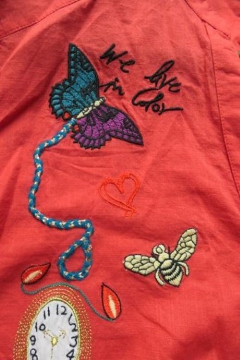 Desigual vysivana nova cervena bluzka/tunika, desigual,l / m