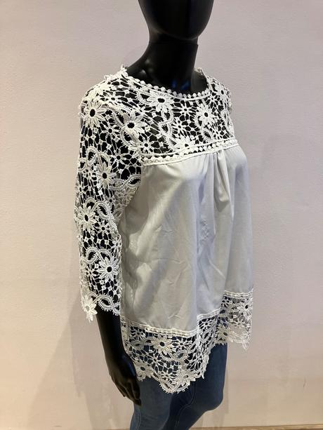 Dámska biela blúzka s čipkou, l