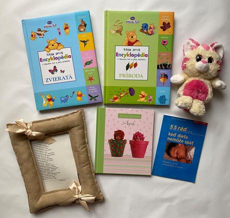 Encyklopédie, fotorámik, diár, plyšák, 