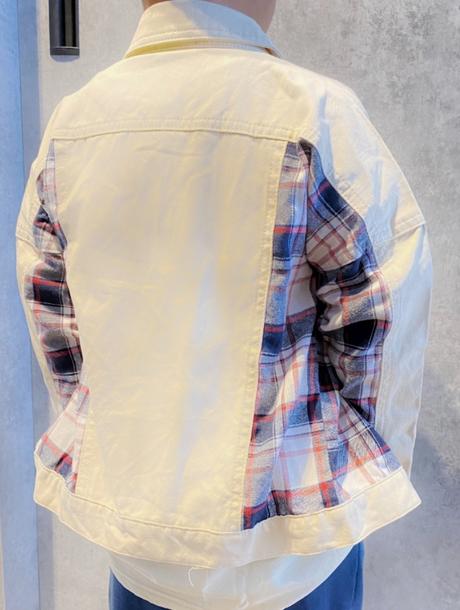 Bezova riflovka s kockovanym flanelom, 86