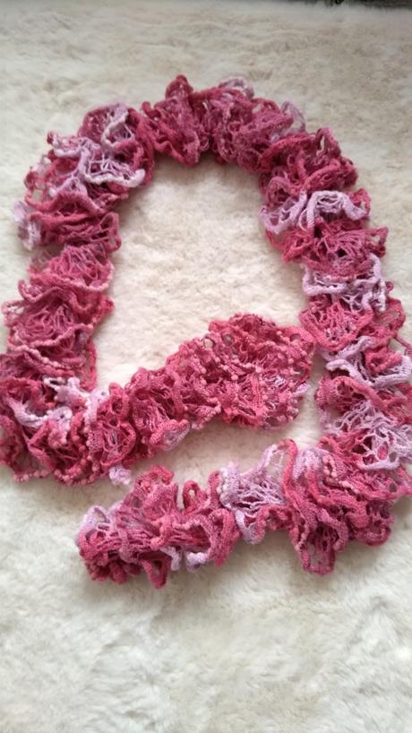 Šál pletený ružový,