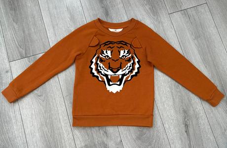 Tigrová mikina s uškami v. 122/128, h&m,128
