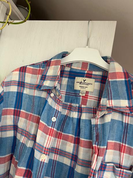 Modrá košeľa/ karovana košeľa/ kockovana košeľa, american eagle,s