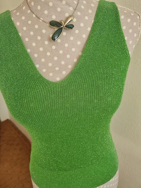 Pletený trblietavý top s, s