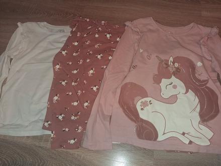 Dievčenské trička 7ks s dlhým rukávom veľ.134/140, h&m,134