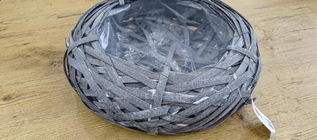 Prútený košík kruh - 300 mm - šedý, 