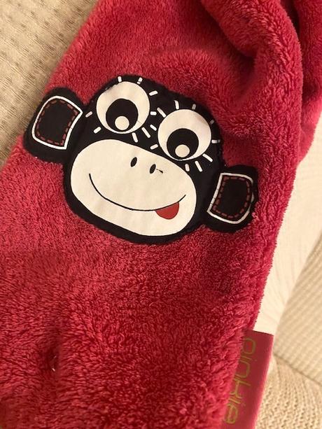 Ružový dievčenský šál pinkie s opičkou, 121x15 cm, pinkie