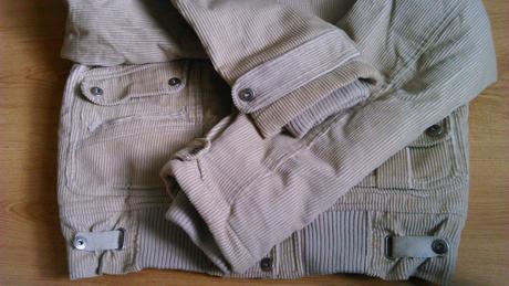 Krémová menčestrová oteplená bundička, l