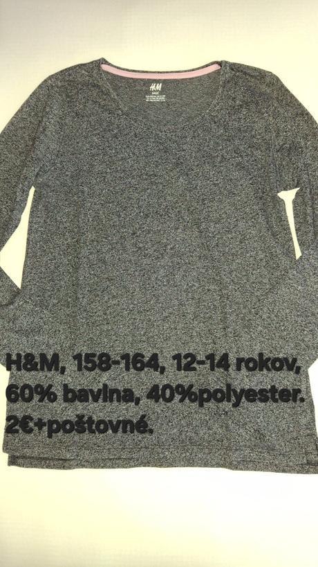 Dievčenské tričká s dlhým rukávom. h&m., h&m,164