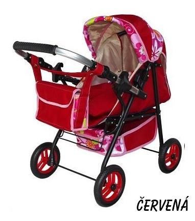 Kočík pre bábiky s prenosnou taškou  červený, 