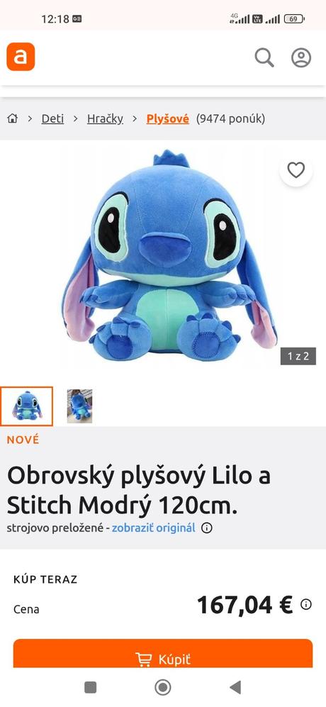 Obrovský plyšový lilo a stitch modrý, 