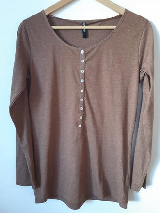 Hnedé melírované tričko s dlhým rukávom, takko,l