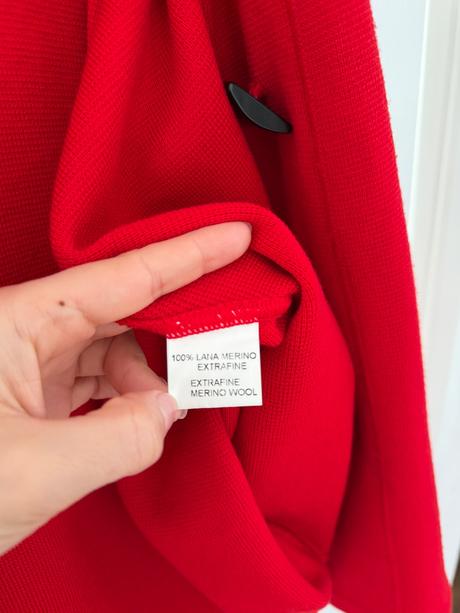 Červené pončo rosanna pellegrini extra jemná vlna,