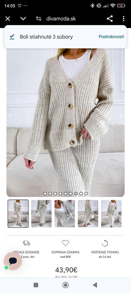 Nový štrikovany komplet uni veľkosť, 