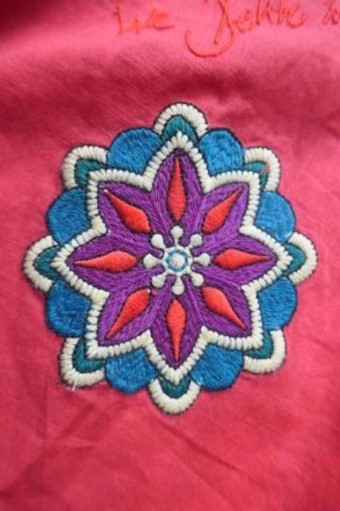 Desigual vysivana nova cervena bluzka/tunika, desigual,l / m