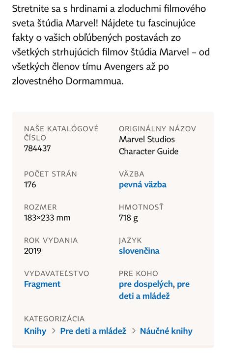 Kniha marvel studios encyklopédia postáv nová, 