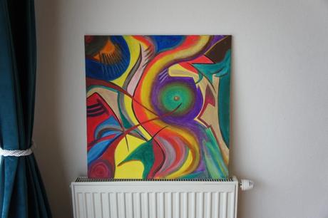 Ručne maľovaný abstraktný obraz (akryl, plátno), 