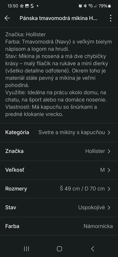 Pánska tmavomodrá mikina hollister vel.m, hollister,m