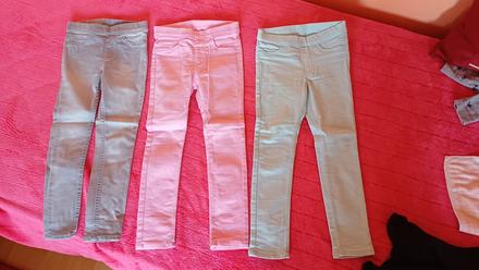Džegínsy 1ks za 2eur-sivé,mätové,ružové, h&m,104