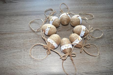 Jutové veľkonočné vajíčka,