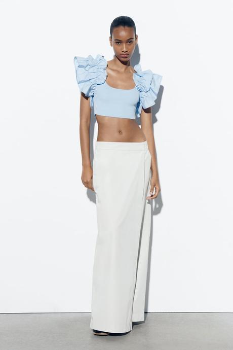 Krásny rebrovaný crop top značky zara, zara,s