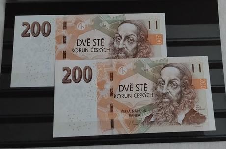 200 kč bankovky unc postupka, 