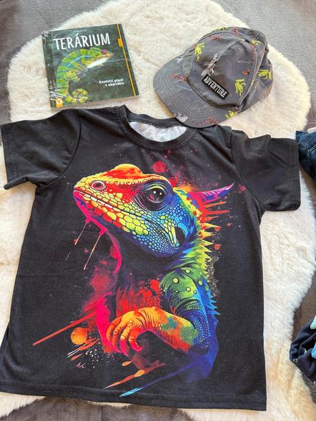 Tričko s leguánom + šiltovka platy, 128