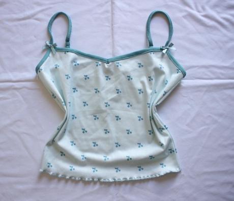 Dámske modré tielko s čerešničkami, s