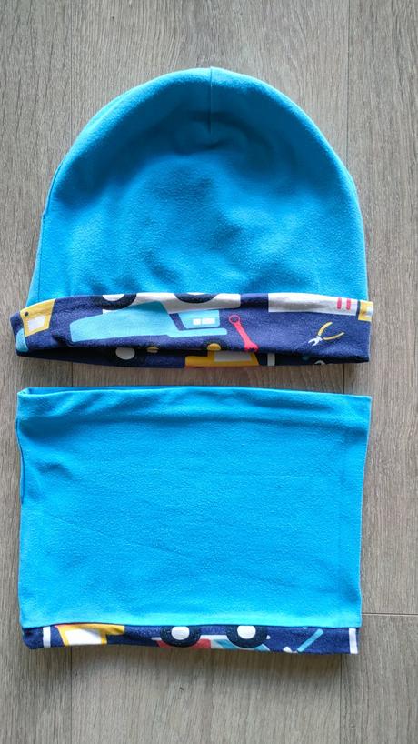 Obojstranná detská súprava čiapka + nákrčník, 116