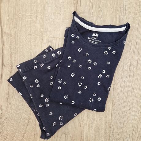 Šaty hm bavlnené tmavomodré s bielymi kvetinkami, h&m,116