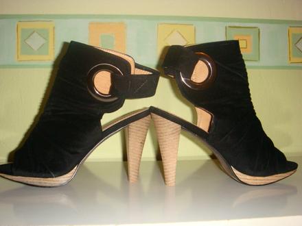 Čierne semišové topánky na vysokom podpätku,veľ.38, 38