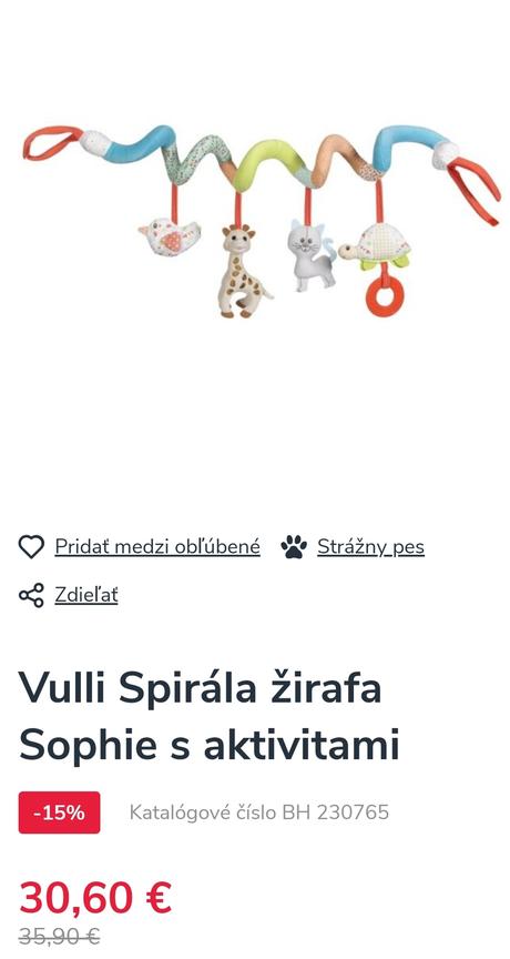 Vulli spirála žirafa sophie s aktivitami,
