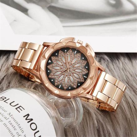 Hodiny rose gold flower, 