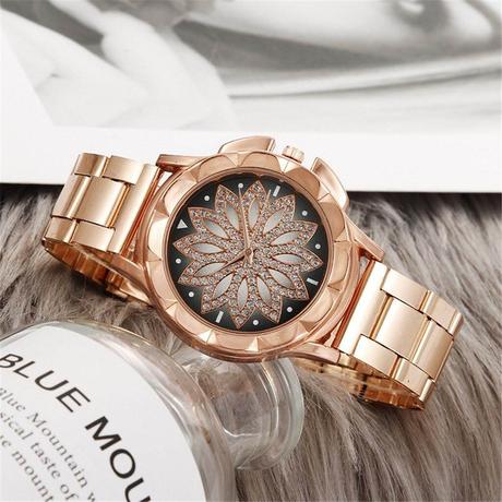 Hodiny rose gold flower, 