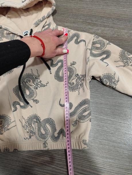 Crop-topová mikina s drakmi veľ. xs, xs