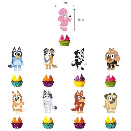 Tortový zápich bluey psíkovia (24ks),