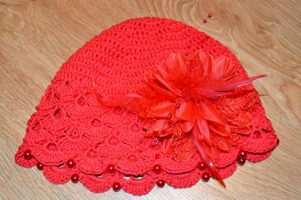 Háčkovaná čiapočka s kvetom, 50 - 158