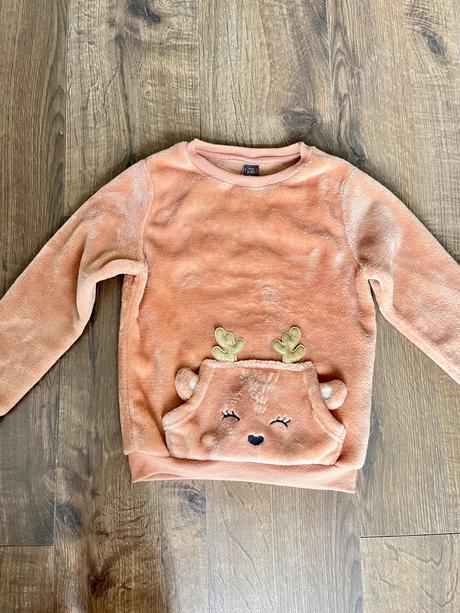 Dievčenská plyšová mikina s motívom sobíka, 122