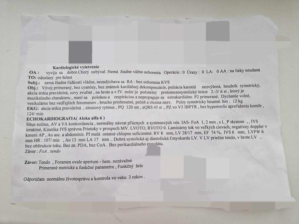 Sú EKG výsledky nášho ročného syna v poriadku?