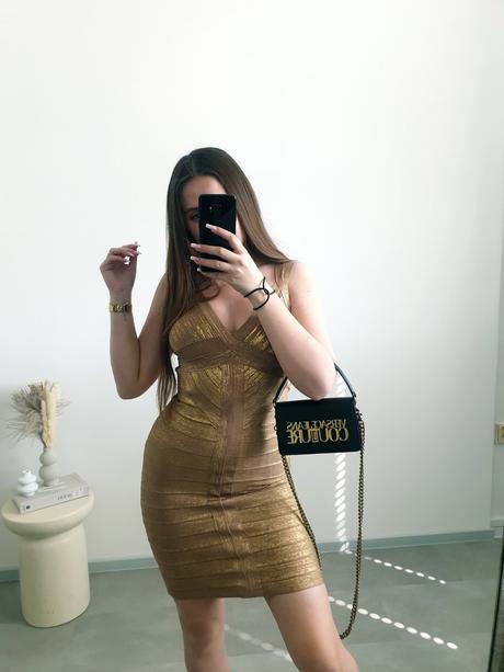 Aftershock bodycon zlaté šaty m, m