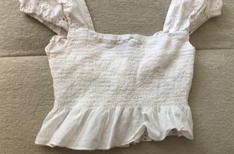 Biela madeirová crop blúzka s/36, amisu,s