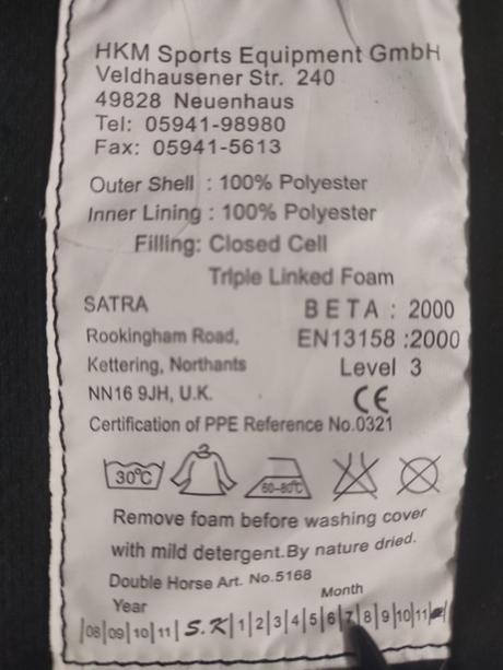 Jazdecká vesta detská hkm xxs, xs