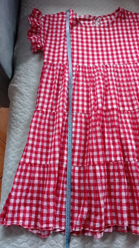 Kockovane oversized saty volanove, m