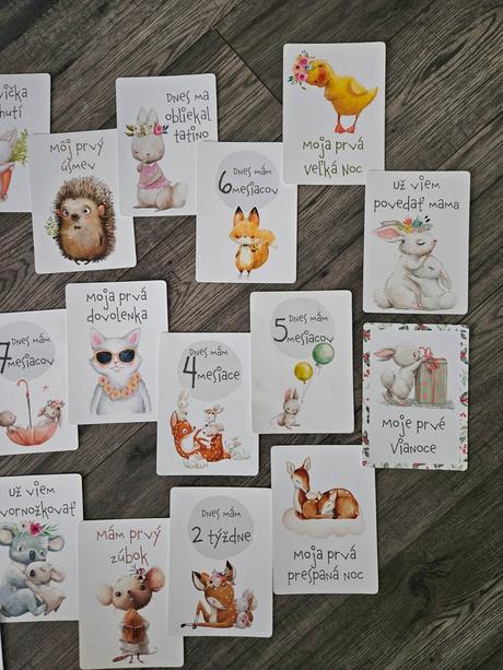 Míľnikové kartičky zvieratká pre dievčatko, 