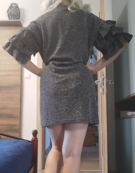 Šaty strieborno čierne, l